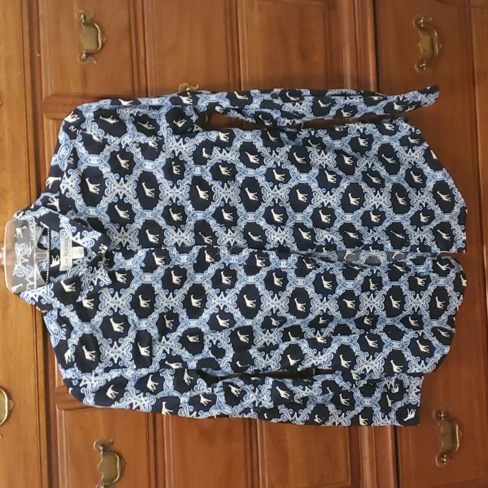 Navy Giraffe Print Button Down